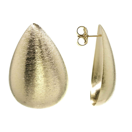 Aros Enchapados en Oro Diseño Gota Satinada 3,2 cm
