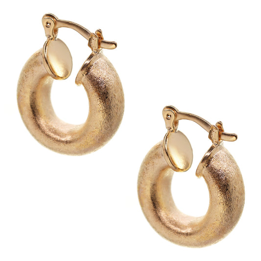 Aros Enchapados en Oro Diseño Grueso Satinado con Broche Criollo 18 mm