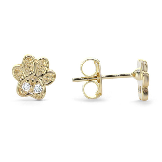 Aros Enchapados en Oro Diseño Huellas con Circones