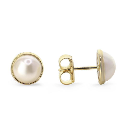 Aros Enchapados en Oro Diseño Media Perla