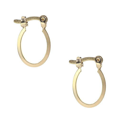 Aros Enchapados en Oro Diseño Ovalado Liso con Broche Criollo