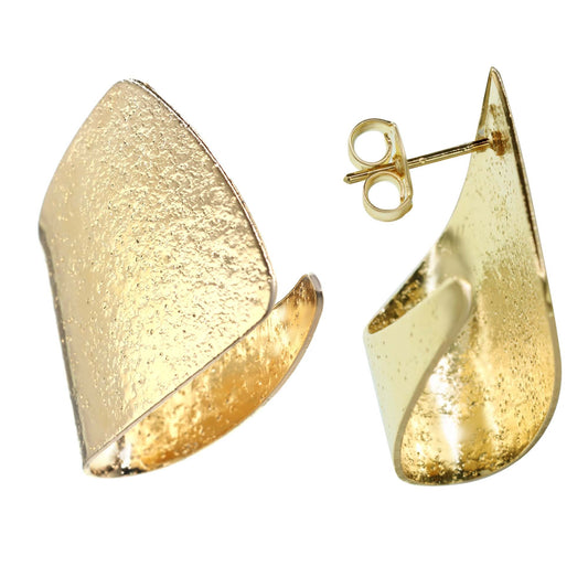 Aros Enchapados en Oro Diseño Placa Irregular