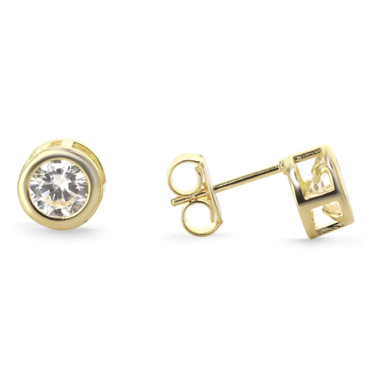 Aros Enchapados en Oro Diseño Punto de Luz 8 mm