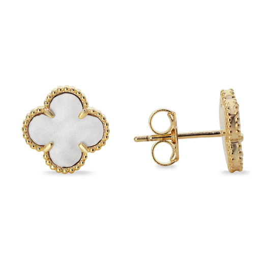 Aros Enchapados en Oro Diseño Trébol