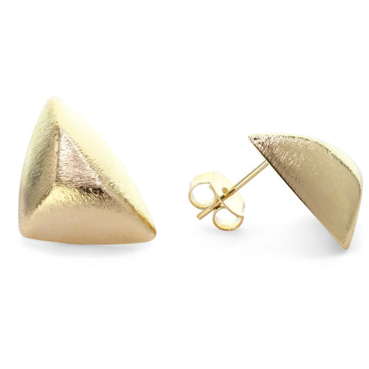 Aros Enchapados en Oro Diseño Triangulo Satinado
