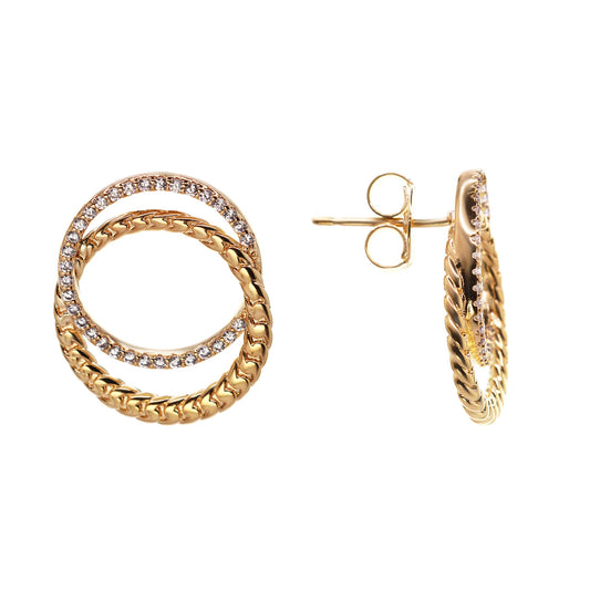 Aros Enchapados en Oro Doble Argolla con Circones