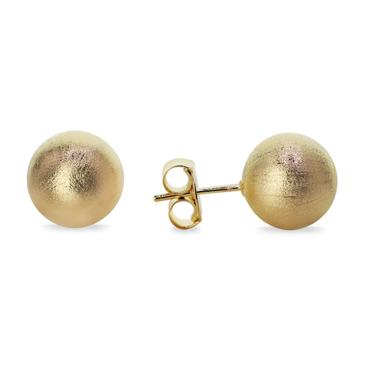 Aros Enchapados en Oro Esfera Satinada