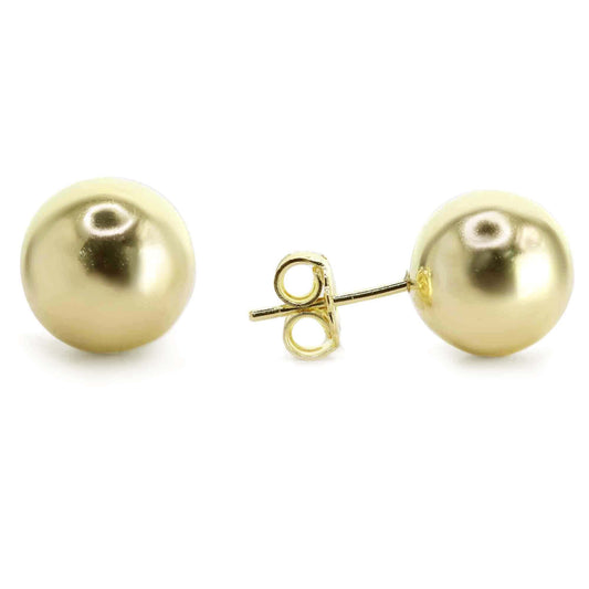 Aros Enchapados en Oro Esferas de Textura Lisa 10mm