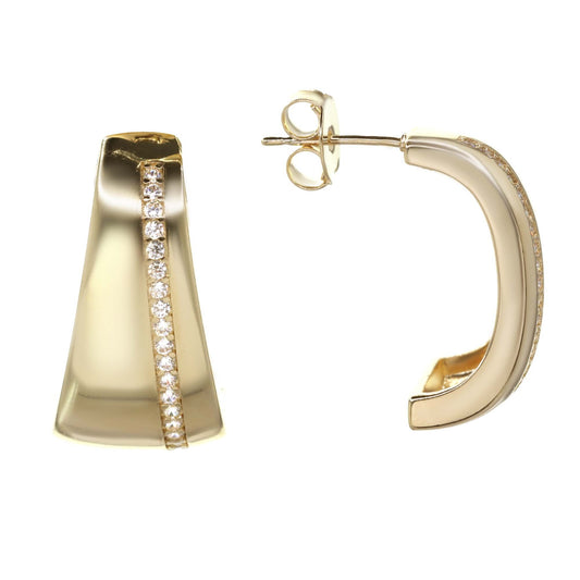 Aros Enchapados en Oro Estilo Arco con Hilera de Circones