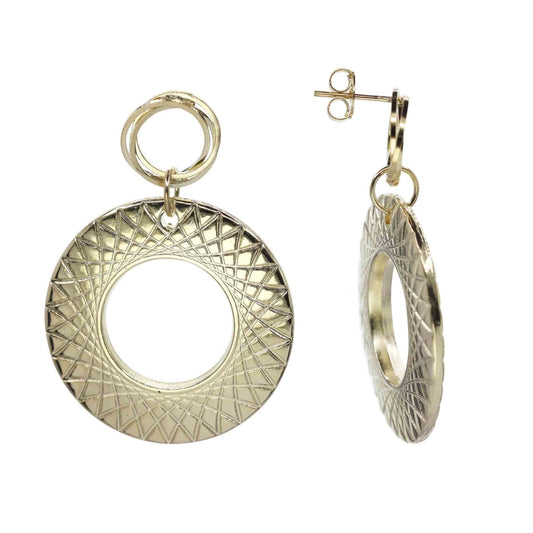 Aros Enchapados en Oro Estilo Argolla con Placa Biselada