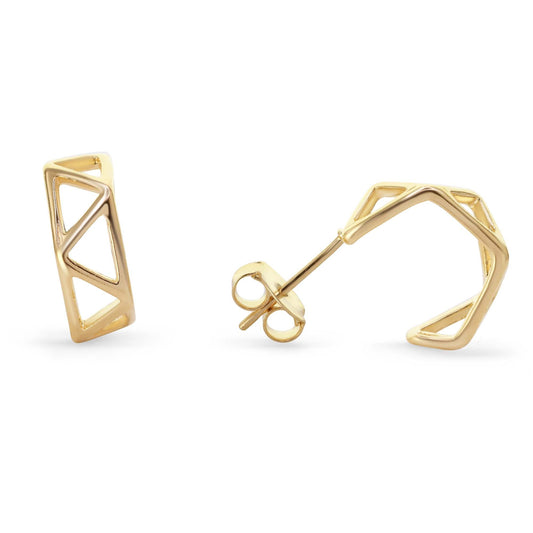 Aros Enchapados en Oro Estilo Argolla Mosaico