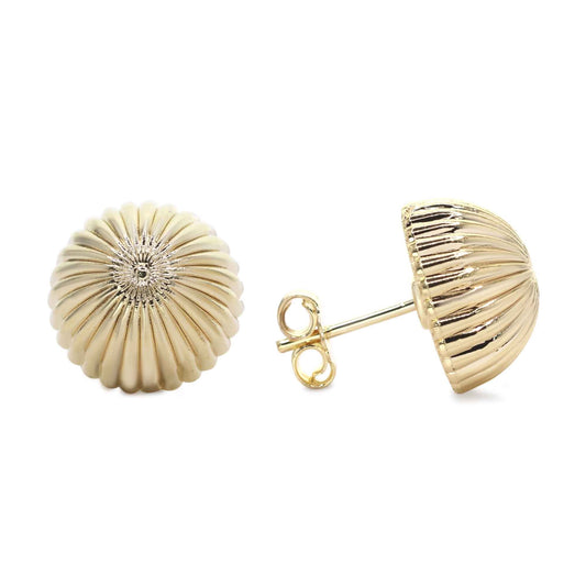 Aros Enchapados en Oro Estilo Botón con Relieve