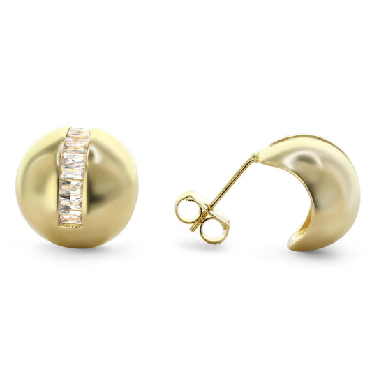 Aros Enchapados en Oro Estilo Esferas con Circones