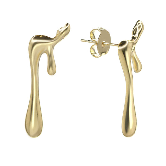 Aros Enchapados en Oro Estilo Gota Derramada