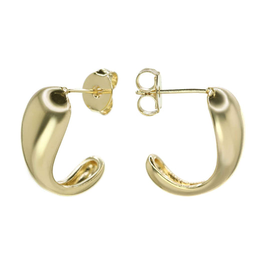Aros Enchapados en Oro Estilo Semi Argollas Bote de Textura Lisa
