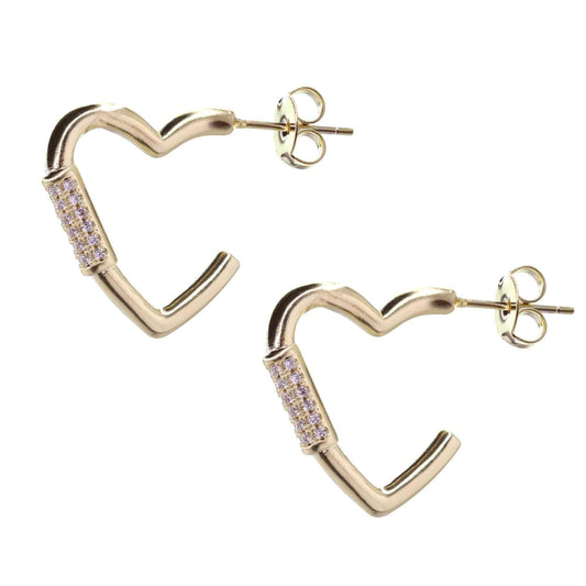 Aros Enchapados en Oro Figuras Corazón con Circones
