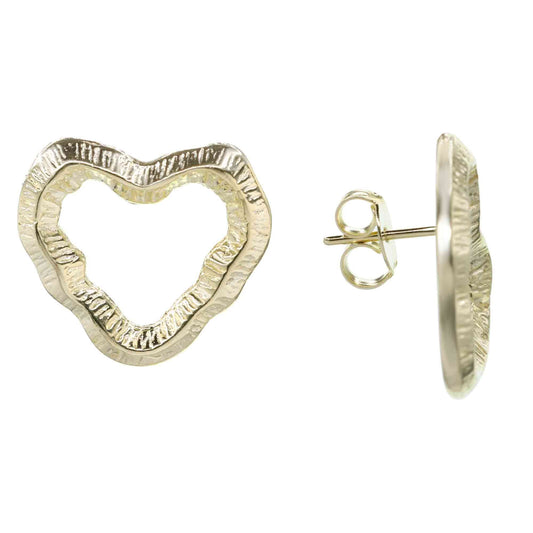 Aros Enchapados en Oro Figuras Corazón con Relieve