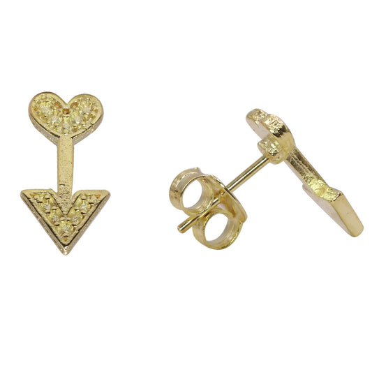 Aros Enchapados en Oro Flechas Corazón