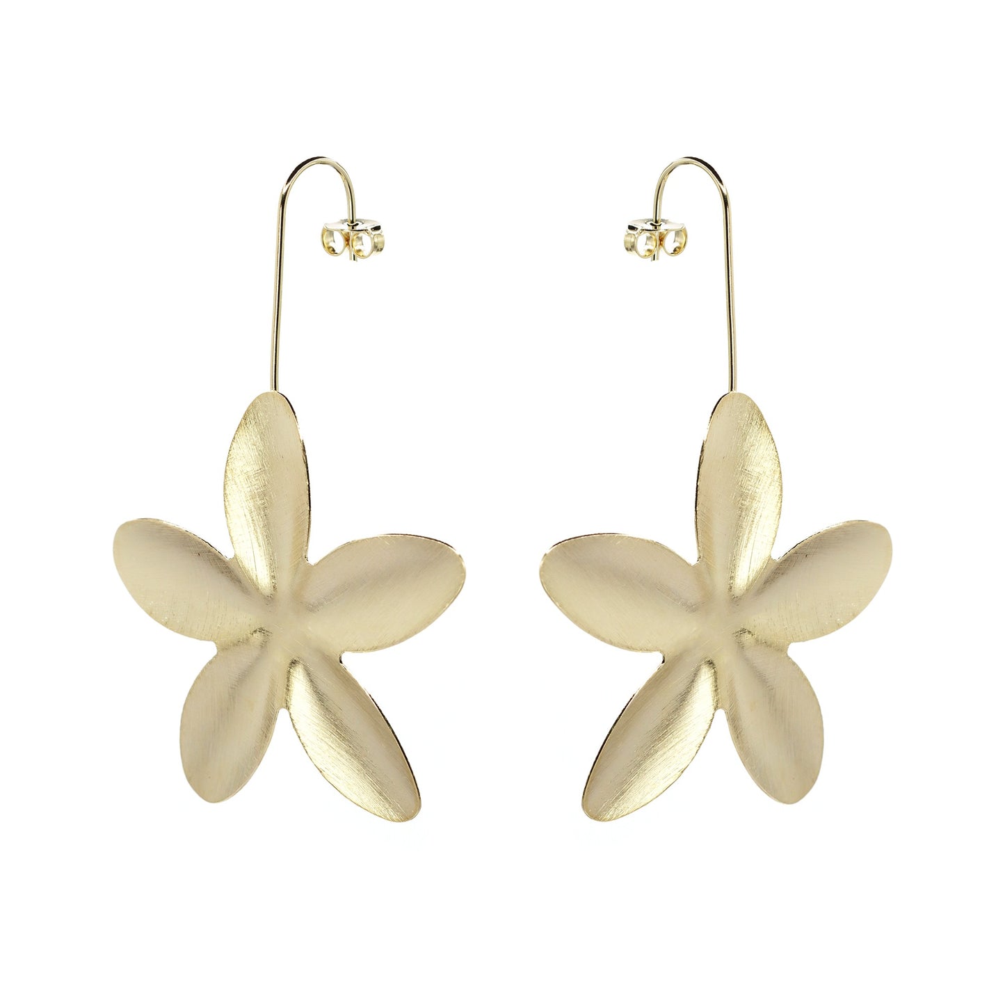 Aros Enchapados en Oro Flores Grandes Satinadas