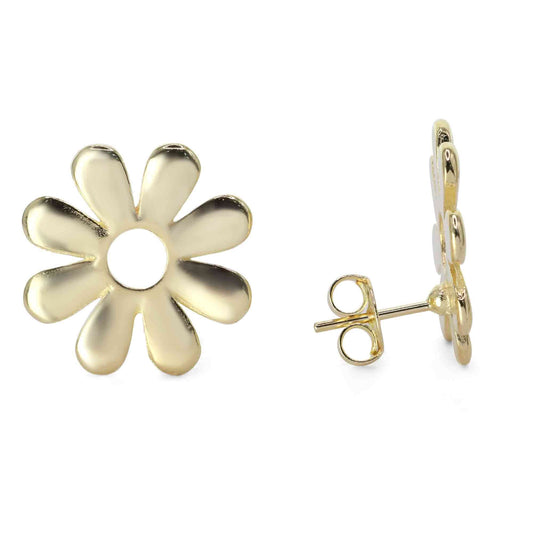 Aros Enchapados en Oro Margaritas Grandes