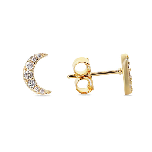 Aros Enchapados en Oro Medias Lunas con Circones