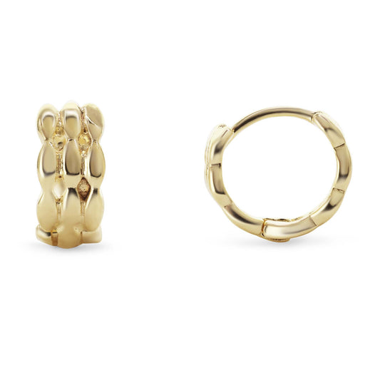 Aros Enchapados en Oro Mini Argollas con Diseño 12 mm