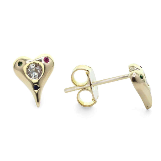 Aros Enchapados en Oro Mini Corazones Aplicación Circones