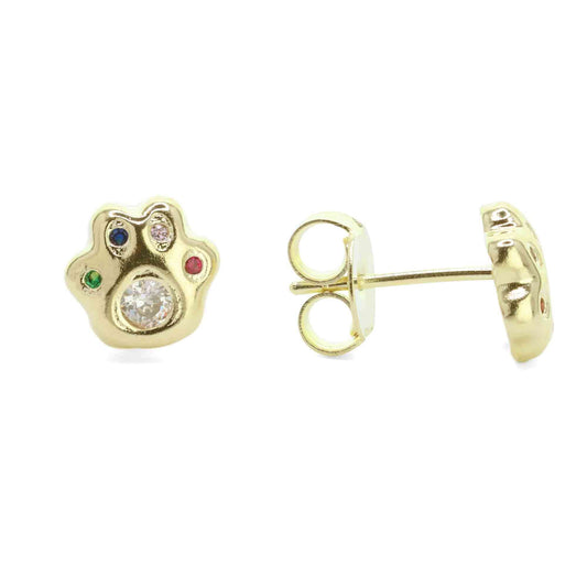 Aros Enchapados en Oro Mini Patita con Circones