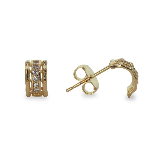 Aros Enchapados en Oro Mini Semi Argollas con Circones