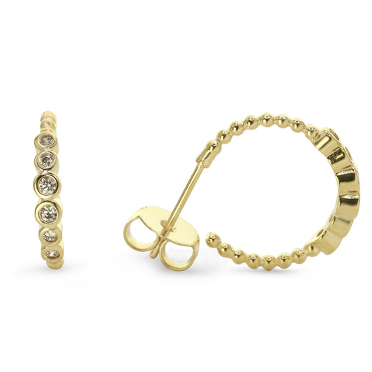 Aros Enchapados en Oro Modelo Argollas con Serie de Circones