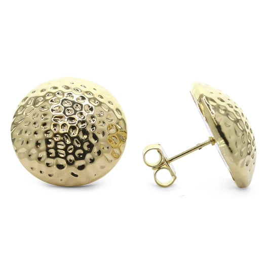 Aros Enchapados en Oro Modelo Botón Martillado