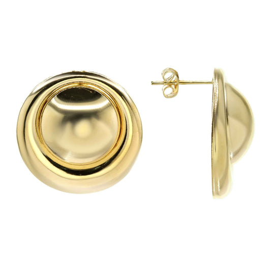 Aros Enchapados en Oro Modelo Botón Textura Lisa