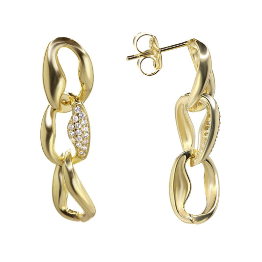 Aros Enchapados en Oro Modelo Cadena con Circones