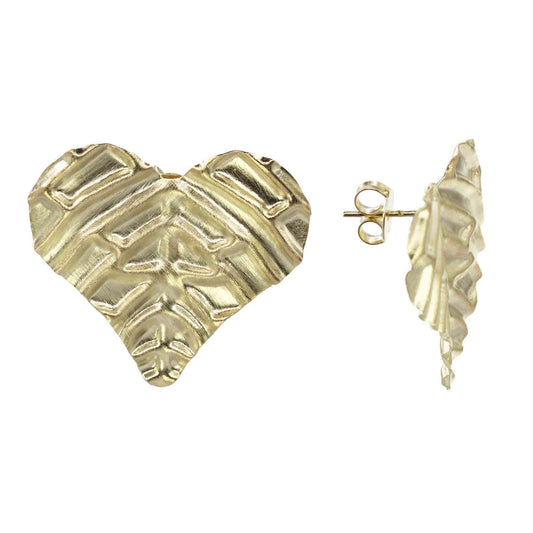 Aros Enchapados en Oro Modelo Corazón con Relieve