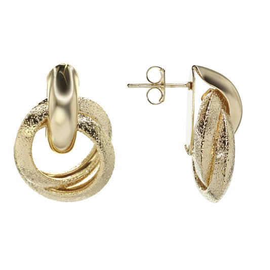 Aros Enchapados en Oro Modelo Doble Argolla Gruesa con Textura