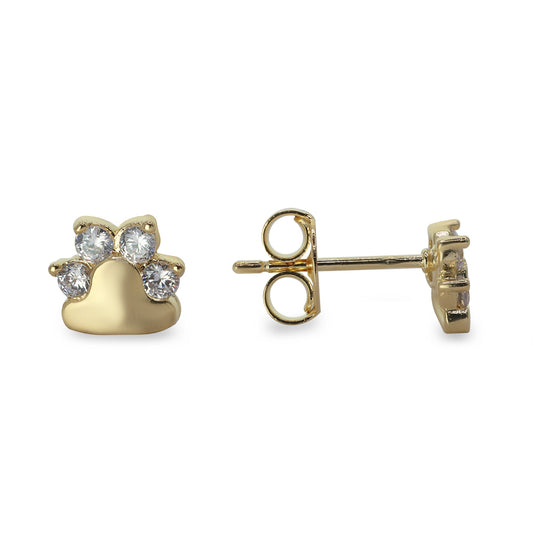 Aros Enchapados en Oro Modelo Huella con Circones