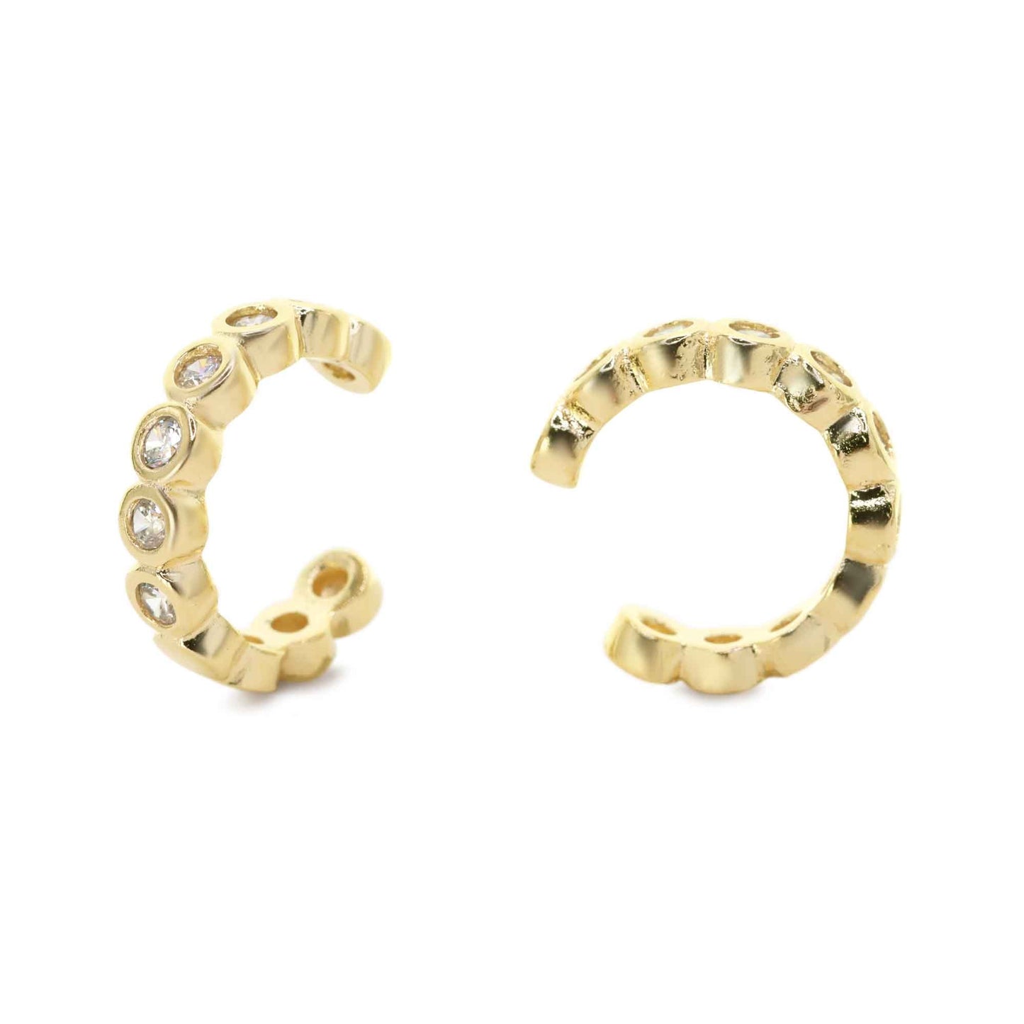 Aros Enchapados en Oro Modelos Cuff con Serie de Circones