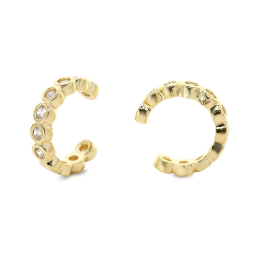 Aros Enchapados en Oro Modelos Cuff con Serie de Circones