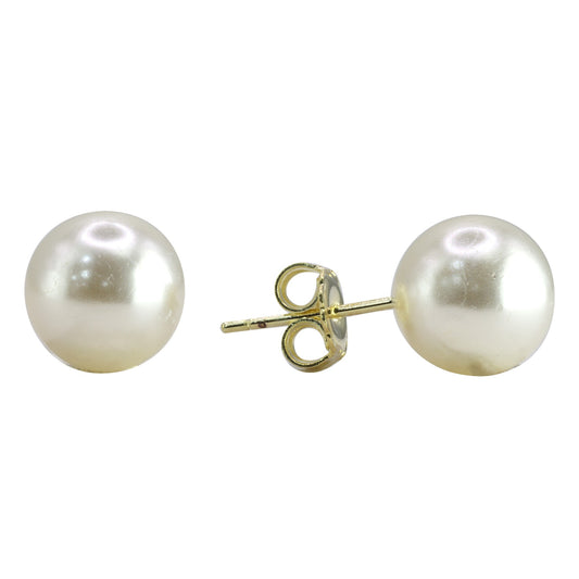 Aros Enchapados en Oro Perlas 9 mm