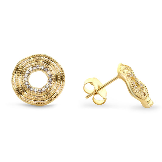 Aros Enchapados en Oro Placa Calada con Circones