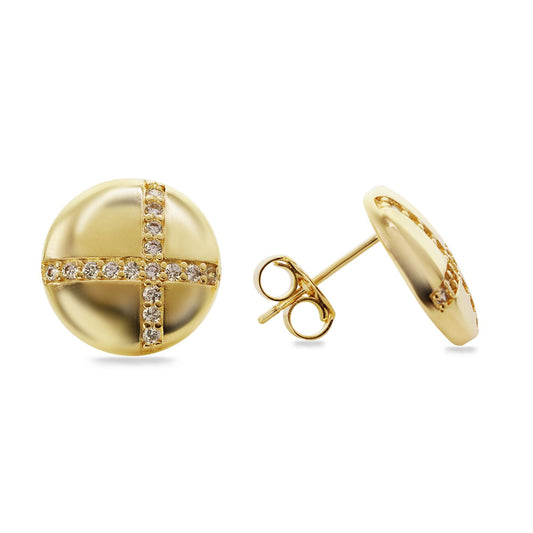 Aros Enchapados en Oro Placas con Hilera de Circones