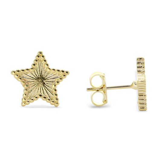 Aros Enchapados en Oro Placas de Estrellas con Textura