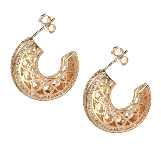 Aros Enchapados en Oro Rosado Estilo Caracola con Serie Circones