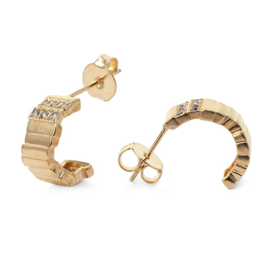 Aros Enchapados en Oro Rosado Semi Argollas con Circones