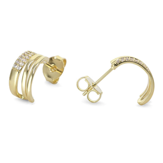 Aros Enchapados en Oro Semi Argolla con banda y Circones