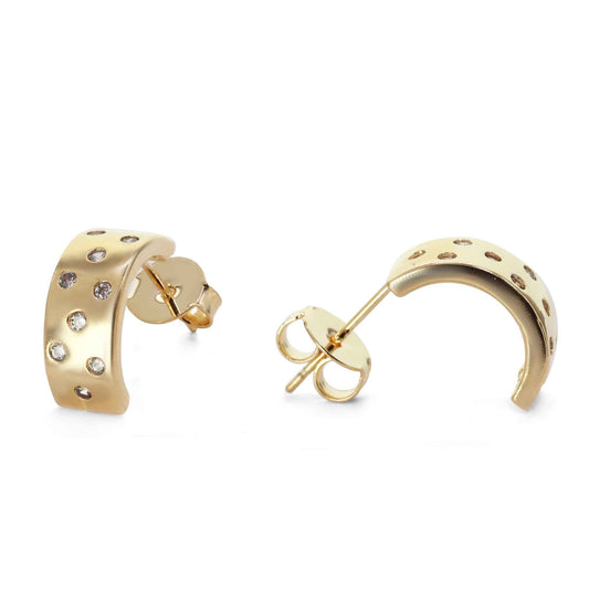 Aros Enchapados en Oro Semi Argollas con Circones
