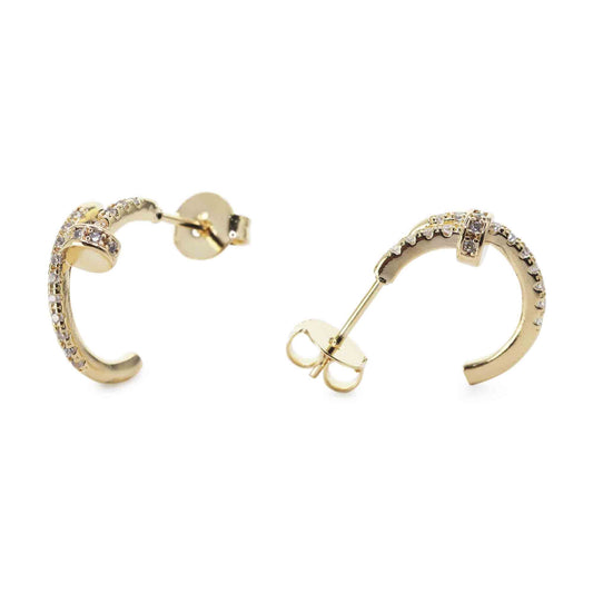 Aros Enchapados en Oro Semi Argollas con Circones