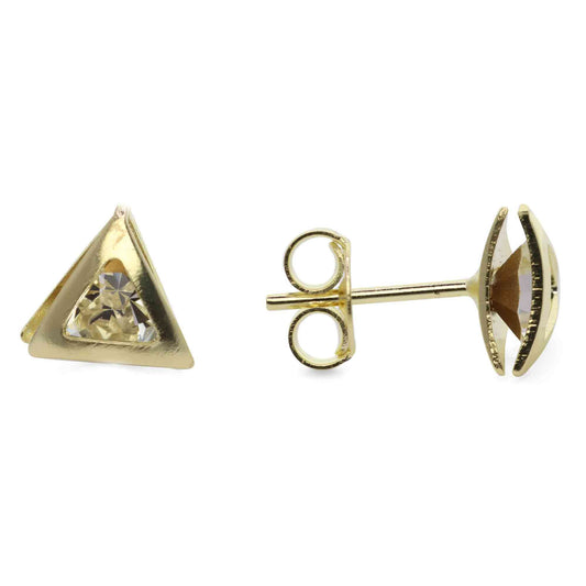 Aros Enchapados en Oro Triángulos con Circones