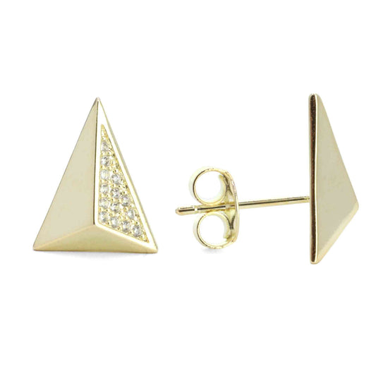 Aros Enchapados en Oro Triángulos con Circones