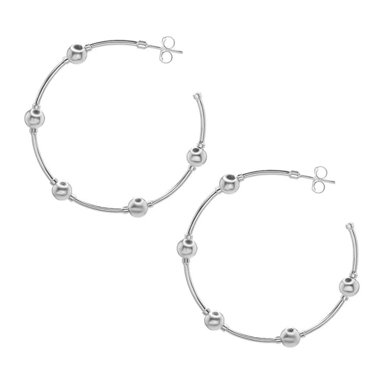 Aros Enchapados en Plata Argollas con Esferas Lisas